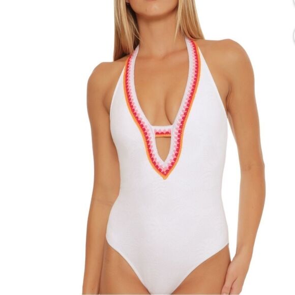 New Trina Turk WHITE Tulum Plunge
Malliot Halter One-Piece Swimsuit US 6 white - Picture 12 of 16